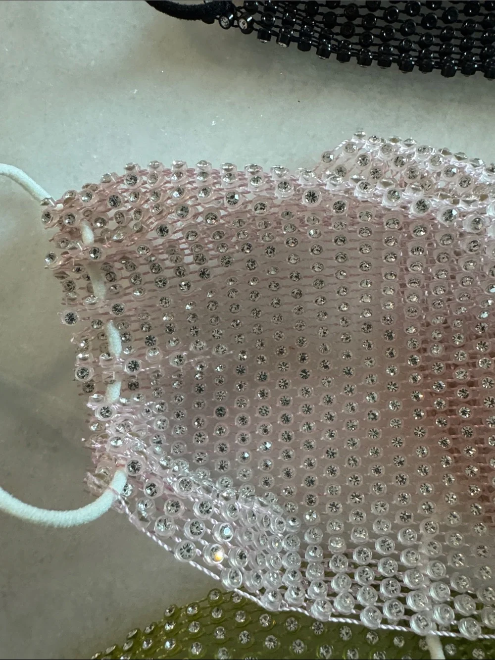 Beaded Face Mask Cover Trio - Black, Pink, Green